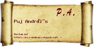 Puj András névjegykártya